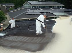 Spraying paint on the roof